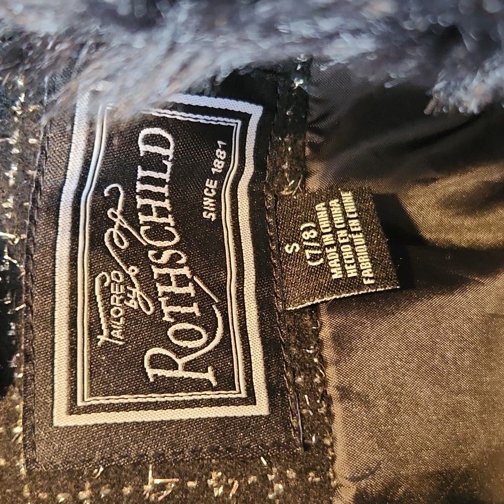 S Rothschild Big Kid Girls Sparkle Black Midweight Coat Size 7/8 - Picture 2 of 10